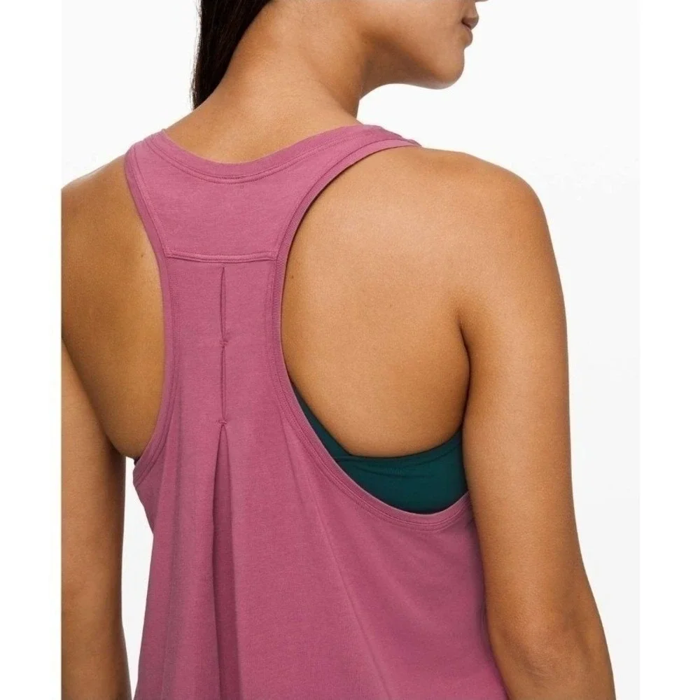Lululemon 6 Love Tank Pleated Pima Cotton Moss Rose W1BO2S